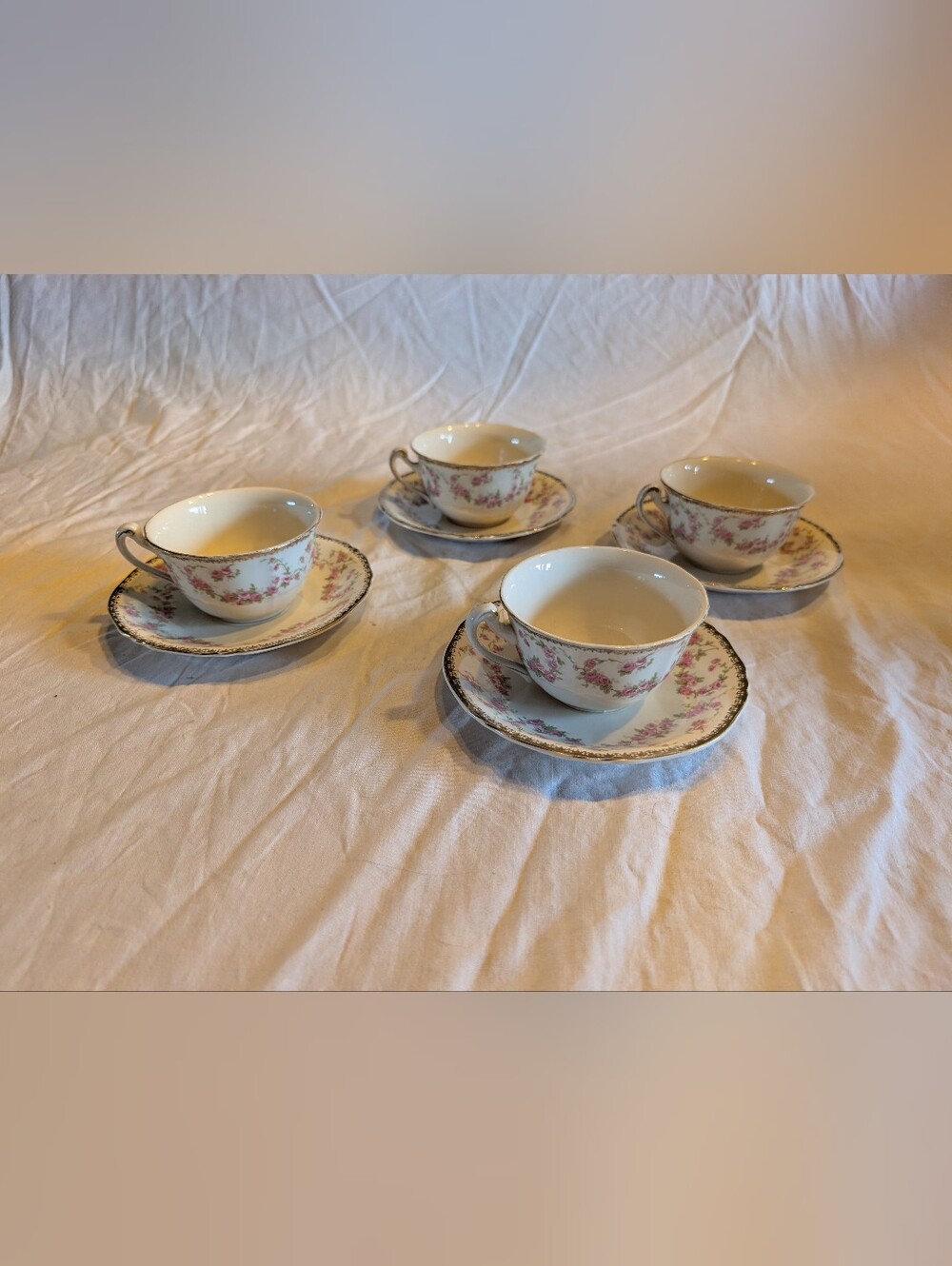 RESERVE Vintage Pink Floral Porcelain Tea Cup and Saucer Set - Gold Trim